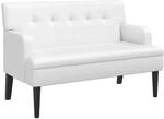 vidaXL Sitzbank mit R&uuml;ckenlehne Wei&szlig; 112x65,5x75 cm Kunstleder 372154