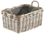 Kobolo Holzkorb f&uuml;r Kaminholz rechteckig Kubu grey Rattan Stoff dunkel