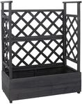 MCW Hochbeet P67 Rankhilfe Spalier Holz 114x85x44cm Anthrazit-Grau