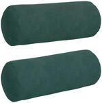 vidaXL Bolsterkissen 2 St&uuml;ck Dunkelgr&uuml;n &Oslash; 15 x 40 cm Cordstoff 42014287