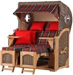 bene,iving Strandkorb Komplettset Ammersee Teak Bullauge PE Grau Modell 529