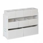 Relaxdays Kinderregal MDF Stahl Vlies Wei&szlig; mit 9 Stoffboxen 60 cm x 92 cm x 30 cm
