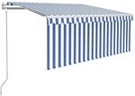 vidaXL Markise Automatisch mit Rollo LED Windsensor 3x2,5 Blau & Wei&szlig; 3069271