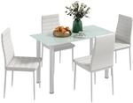HOMCOM Esszimmergruppe Kunstleder Stahl Wei&szlig; 120L x 60B x 97H cm