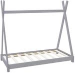 ML-Design Kinderbett Tipi 80x160cm mit Lattenrost Hellgrau Kiefernholz