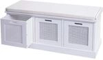 MCW Sitzbank J49 Aufbewahrungsboxen 47x110x40cm Wei&szlig; Polster Creme-Wei&szlig;