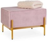 Relaxdays Sitzbank Samt Rosa Gepolstert 40 cm x 60 cm x 43 cm 6,5 kg