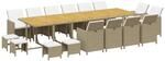 vidaXL 17-Tlg Garten-Essgruppe mit Kissen Poly Rattan Beige 3095637