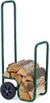 Relaxdays Kaminholzwagen Stahl Dunkelgr&uuml;n mit Gummireifen 109,5 x 41 x 45 cm 5,4 kg
