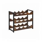 Relaxdays Weinregal MDF Eisen Braun Schwarz f&uuml;r 12 Flaschen H&ouml;henverstellbar 38 cm