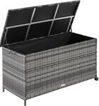 Tectake Auflagenbox Kuusamo 253 L Mit Aluminiumgestell und Rattangeflecht