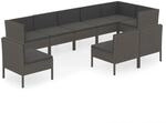 vidaXL 9-tlg Garten-Lounge-Set mit Auflagen Poly Rattan Grau Modell 16