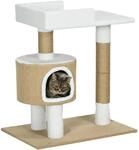 PawHut Kratzbaum Spanplatte Jute Braun Wei&szlig; 70L x 49B x 79H cm