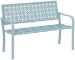 Outsunny Gartenbank Stahl Blau 127L x 63B x 85H cm