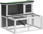 vidaXL Kaninchenstall Grau 102x90x84,5 cm Massivholz Kiefer