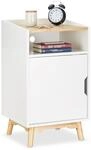 Relaxdays Nachttisch MDF Kiefernholz Wei&szlig; Mit T&uuml;r 74 cm x 43 cm x 40 cm 14 kg