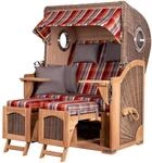bene,iving Strandkorb Komplettset Ammersee Teak Bullauge PE Grau Modell 584