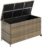 Tectake Auflagenbox Kuusamo 253 L Mit Aluminiumgestell und Rattangeflecht