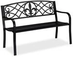 Relaxdays Gartenbank Stahl Gusseisen Schwarz Belastbar 86 cm x 127 cm x 60 cm 13,4 kg