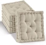 Beautissu Mila Stuhlkissen 50x50x10cm Leinen 4tlg