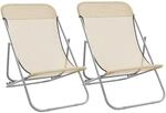 vidaXL Strandst&uuml;hle 2 Stk Creme Textilene & Pulverbeschichteter Stahl 360192