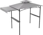 Costway Grillpavillon mit Seitenmarkise Doppeldach 318x153x250 cm Grau