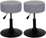 MCW 2er-Set Hocker C22 H&ouml;henverstellbar Drehbar &Oslash; 37cm Stoff Boucl&eacute; Grau