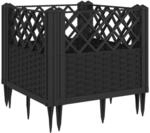 vidaXL Pflanzkasten mit Erdspie&szlig;en Schwarz 43,5x43,5x43,5 cm PP 368007