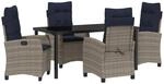 vidaXL Garten Essgruppe mit Kissen 5-Tlg Grau Poly-Rattan 3380466