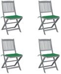 vidaXL Klappbare Gartenst&uuml;hle 4 Stk mit Kissen Massivholz Akazie 3064568
