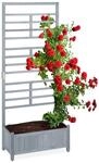 Relaxdays Pflanzkasten mit Spalierwand Tannenholz Metall Kunststoff Grau...