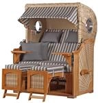 bene,iving Strandkorb Komplettset Ammersee Teak Bullauge PE Shell Modell 545