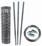 Aquagart 50m Wildzaun Forstzaun Knotengeflecht 100/10/30 + Pfosten + Spanndraht