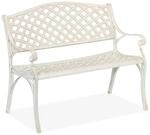 Relaxdays Gartenbank Aluminiumguss Wei&szlig; f&uuml;r 2 Personen 83 cm x 103 cm x 64 cm