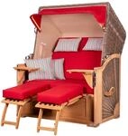 bene,iving Strandkorb Komplettset Schaalsee Teak PE grau Modell 585