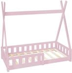 ML-Design Kinderbett Tipi 70x140 cm Rosa mit Rausfallschutz Lattenrost