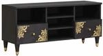vidaXL TV-Schr&auml;nk mit Regal Schwarz 100 x 33 x 46 cm Massivholz Mango 4018826