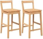 vidaXL Barhocker 2 Stk Natur Massivholz Gummibaum 4102587