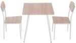 HOMCOM Essgruppe mit 2 St&uuml;hlen MDF Metall Natur L70 x B70 x H76 cm