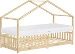 ML-Design Hausbett mit Matratze 90x200 cm H16cm Natur aus Kiefernholz