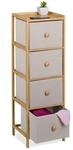 Relaxdays Kommode Bambus Beige mit 4 Schubladen 94 cm x 31 cm x 30 cm 4,5 kg