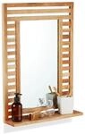 Relaxdays Badspiegel Walnussholz Natur Mit Ablage 70 cm x 50 cm x 12 cm 2,7 kg