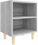 vidaXL Nachttisch mit Massivholz-Beinen Grau Sonoma 40x30x50 cm 813100