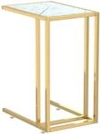 vidaXL Computer-Beistelltisch Wei&szlig; Marmor 50x35x65 cm Hartglas 331648