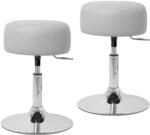 ML-Design Schminkhocker 2Er Set Hellgrau aus Stahl Rund 33 cm H&ouml;henverstellbar