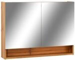 vidaXL LED-Spiegelschrank f&uuml;rs Bad Eiche 80x15x60 cm MDF 323606
