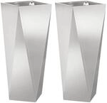 vidaXL Pflanzk&uuml;bel 2 Stk Silber 30 x 30 x 75 cm Edelstahl 883775