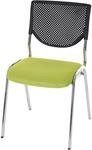 MCW Besucherstuhl T401 Stapelbar Stoff/Textil Sitz Gr&uuml;n F&uuml;&szlig;e Chrom