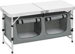 WOLTU Campingtisch mit Stauraum H&ouml;henverstellbar Wei&szlig;+Grau