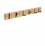 Relaxdays Garderobenleiste Bambus Natur Schwarz Klappbar mit 6 Haken 5 cm x 60 cm x